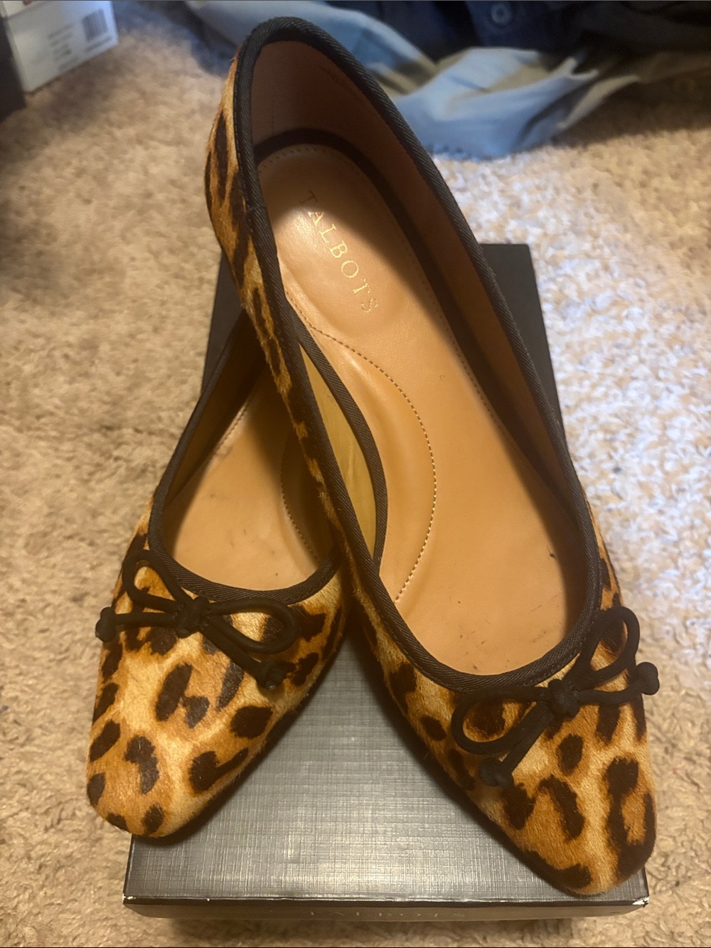 Talbots Leopard-Print Ballet Flats in Brown and Black